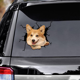 Welsh Corgi Dog Crack Sticker Cute Valentines Day Ideas For Him.Png Car Vinyl Decal Sticker Window Decals, Peel and Stick Wall Decals