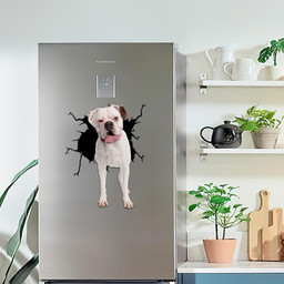 White Boxer Dog Breeds Dogs Puppy Crack Window Decal Custom 3d Car Decal Vinyl Aesthetic Decal Funny Stickers Cute Gift Ideas Ae11200 Car Vinyl Decal Sticker Window Decals, Peel and Stick Wall Decals