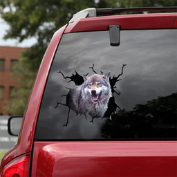 Wolf Crack Window Decal Custom 3d Car Decal Vinyl Aesthetic Decal Funny Stickers Cute Gift Ideas Ae11208 Car Vinyl Decal Sticker Window Decals, Peel and Stick Wall Decals 18x18IN 2PCS