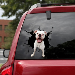 White Boxer Dog Breeds Dogs Puppy Crack Window Decal Custom 3d Car Decal Vinyl Aesthetic Decal Funny Stickers Home Decor Gift Ideas Car Vinyl Decal Sticker Window Decals, Peel and Stick Wall Decals 18x18IN 2PCS
