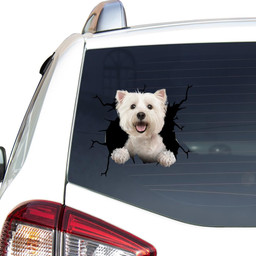 West Highland White Terrier Crack Window Decal Custom 3d Car Decal Vinyl Aesthetic Decal Funny Stickers Cute Gift Ideas Ae11192 Car Vinyl Decal Sticker Window Decals, Peel and Stick Wall Decals