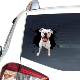 White Boxer Dog Breeds Dogs Puppy Crack Window Decal Custom 3d Car Decal Vinyl Aesthetic Decal Funny Stickers Home Decor Gift Ideas Car Vinyl Decal Sticker Window Decals, Peel and Stick Wall Decals