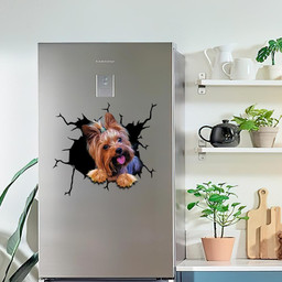 Yorkshire Dog Breeds Dogs Puppy Crack Window Decal Custom 3d Car Decal Vinyl Aesthetic Decal Funny Stickers Cute Gift Ideas Ae11219 Car Vinyl Decal Sticker Window Decals, Peel and Stick Wall Decals
