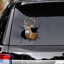 White Tail Deer Crack Window Decal Custom 3d Car Decal Vinyl Aesthetic Decal Funny Stickers Home Decor Gift Ideas Car Vinyl Decal Sticker Window Decals, Peel and Stick Wall Decals