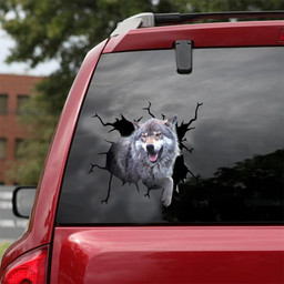 Wolf Crack Window Decal Custom 3d Car Decal Vinyl Aesthetic Decal Funny Stickers Home Decor Gift Ideas Car Vinyl Decal Sticker Window Decals, Peel and Stick Wall Decals 18x18IN 2PCS