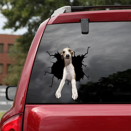 Whippets Crack Window Decal Custom 3d Car Decal Vinyl Aesthetic Decal Funny Stickers Home Decor Gift Ideas Car Vinyl Decal Sticker Window Decals, Peel and Stick Wall Decals 18x18IN 2PCS