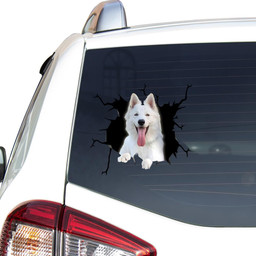 White German Shepherd Dog Breeds Dogs Puppy Crack Window Decal Custom 3d Car Decal Vinyl Aesthetic Decal Funny Stickers Home Decor Gift Ideas Car Vinyl Decal Sticker Window Decals, Peel and Stick Wall Decals