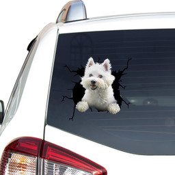 West Highland White Terrier Crack Window Decal Custom 3d Car Decal Vinyl Aesthetic Decal Funny Stickers Home Decor Gift Ideas Car Vinyl Decal Sticker Window Decals, Peel and Stick Wall Decals
