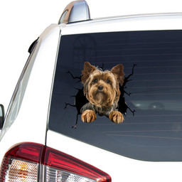 Yorkshire Dog Breeds Dogs Puppy Crack Window Decal Custom 3d Car Decal Vinyl Aesthetic Decal Funny Stickers Cute Gift Ideas Ae11213 Car Vinyl Decal Sticker Window Decals, Peel and Stick Wall Decals