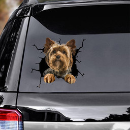 Yorkshire Dog Breeds Dogs Puppy Crack Window Decal Custom 3d Car Decal Vinyl Aesthetic Decal Funny Stickers Cute Gift Ideas Ae11213 Car Vinyl Decal Sticker Window Decals, Peel and Stick Wall Decals