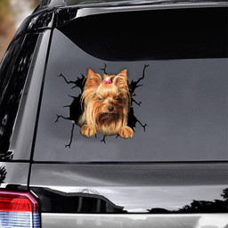 Yorkshire Dog Breeds Dogs Puppy Crack Window Decal Custom 3d Car Decal Vinyl Aesthetic Decal Funny Stickers Home Decor Gift Ideas Car Vinyl Decal Sticker Window Decals, Peel and Stick Wall Decals