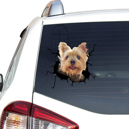 Yorkshire Dog Decal Crack Happy Christmas For Teens Car Vinyl Decal Sticker Window Decals, Peel and Stick Wall Decals