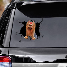 Yorkshire Dog Breeds Dogs Puppy Crack Window Decal Custom 3d Car Decal Vinyl Aesthetic Decal Funny Stickers Cute Gift Ideas Ae11214 Car Vinyl Decal Sticker Window Decals, Peel and Stick Wall Decals