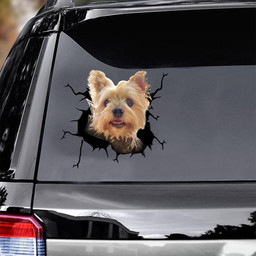 Yorkshire Dog Decal Crack Happy Christmas For Teens Car Vinyl Decal Sticker Window Decals, Peel and Stick Wall Decals