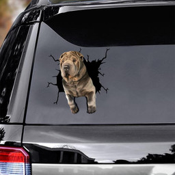 Shar Pei Crack Window Decal Custom 3d Car Decal Vinyl Aesthetic Decal Funny Stickers Cute Gift Ideas Ae11049 Car Vinyl Decal Sticker Window Decals, Peel and Stick Wall Decals