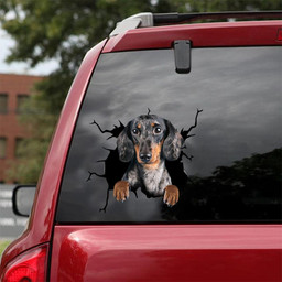 Dachshund Dog Breeds Dogs Puppy Crack Window Decal Custom 3d Car Decal Vinyl Aesthetic Decal Funny Stickers Cute Gift Ideas Ae10403 Car Vinyl Decal Sticker Window Decals, Peel and Stick Wall Decals 18x18IN 2PCS