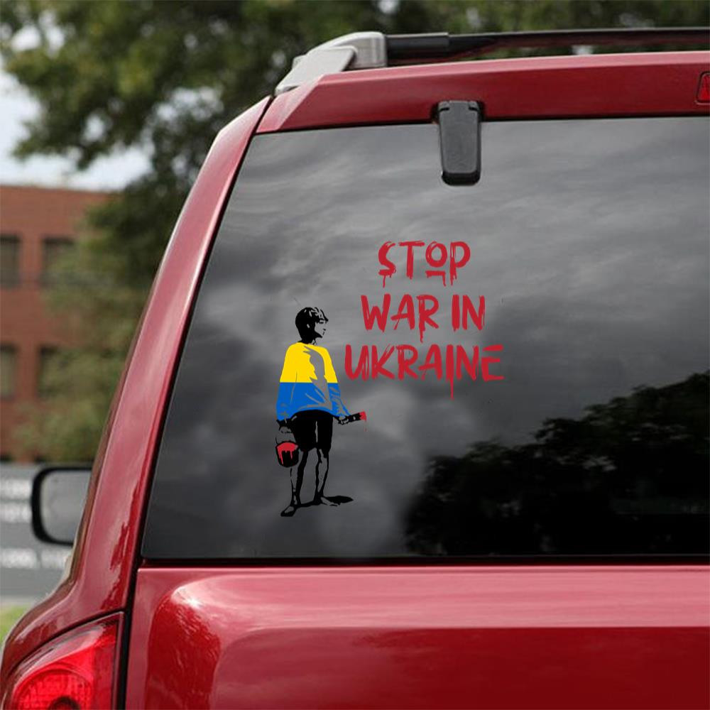 Stop The War In Ukraine Gift For Men Car Vinyl Decal Sticker 12x12IN 2PCS