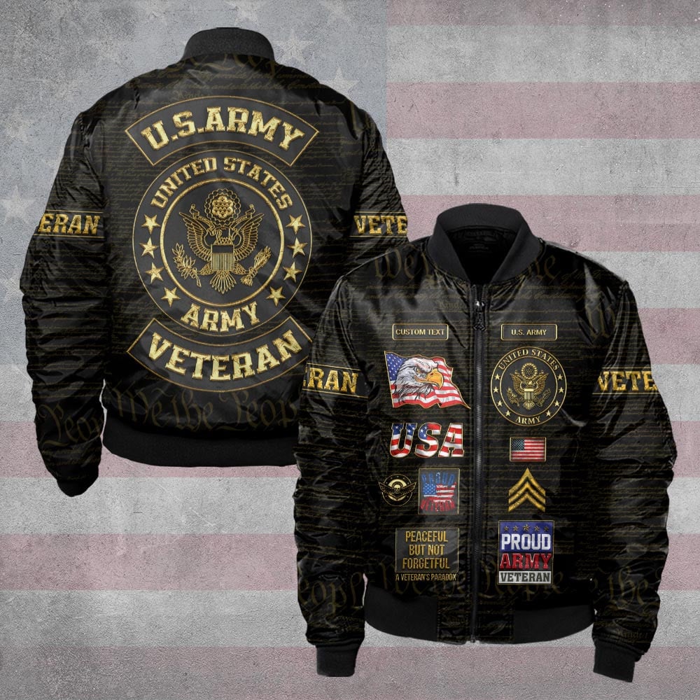 Custom U.S. Army Veteran Bomber Jacket with Your Military Rank - Aeticon