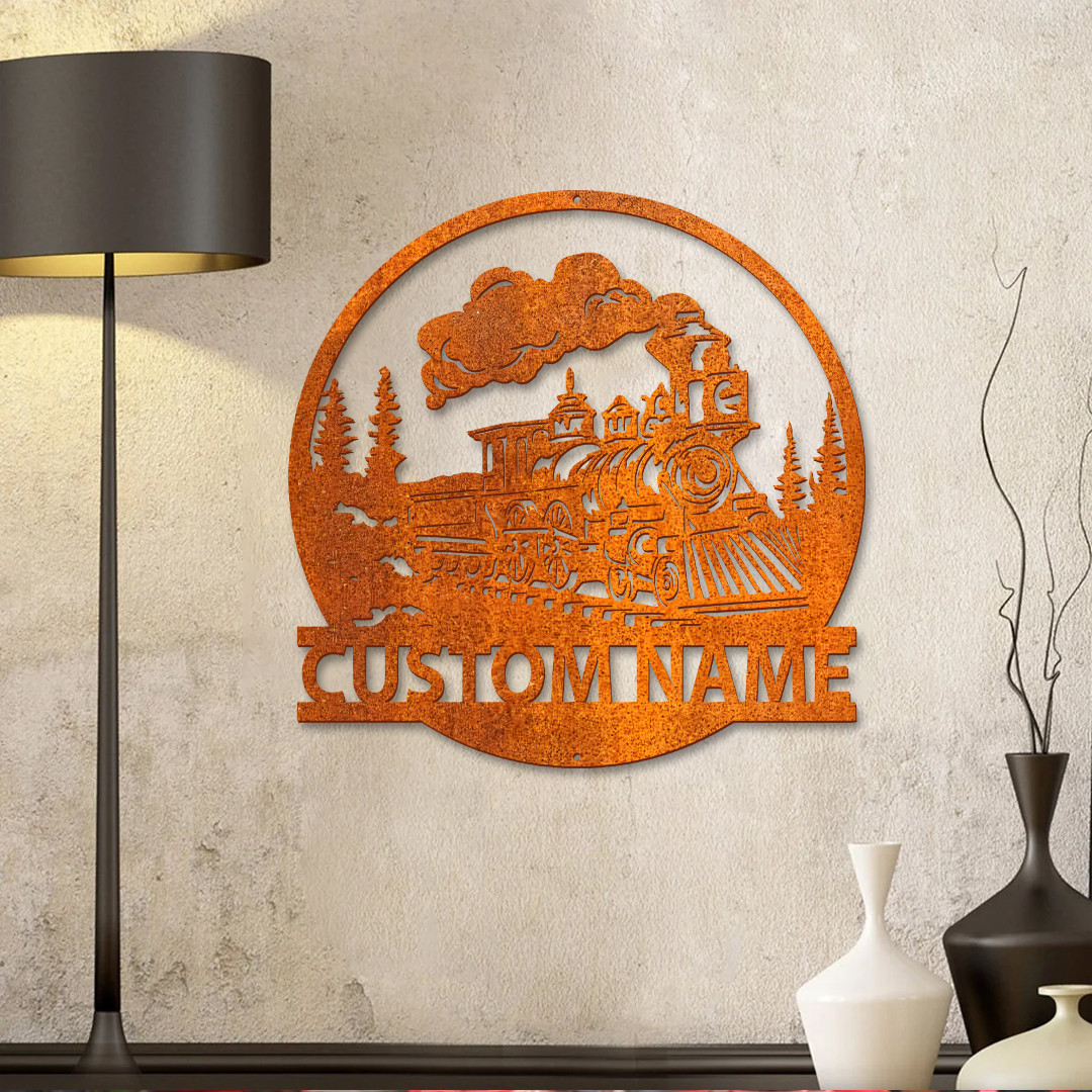 Custom Train Metal Sign Train Metal Wall Art Personalized Train Sign ...