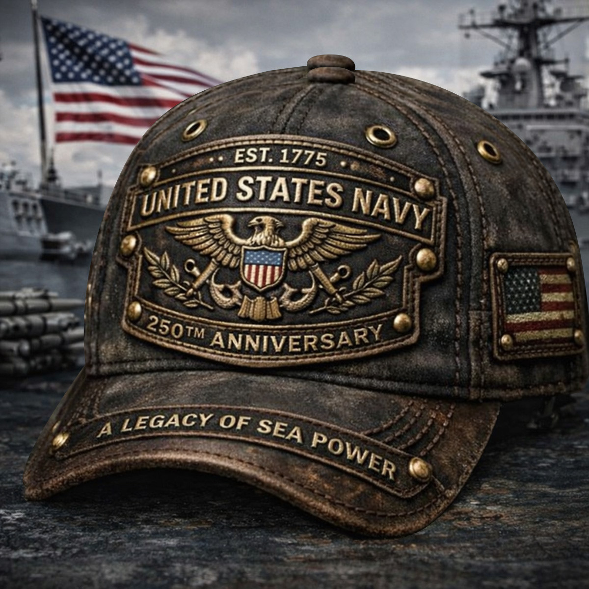 United States Navy 250th Anniversary Hat Est 1775 Vintage Trucker Cap ...