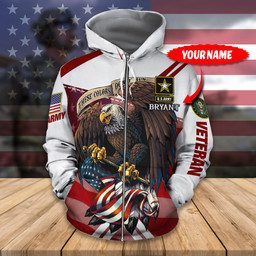 Custom Name Armed Forces Army Veteran Military Soldier American Eagle Hoodie