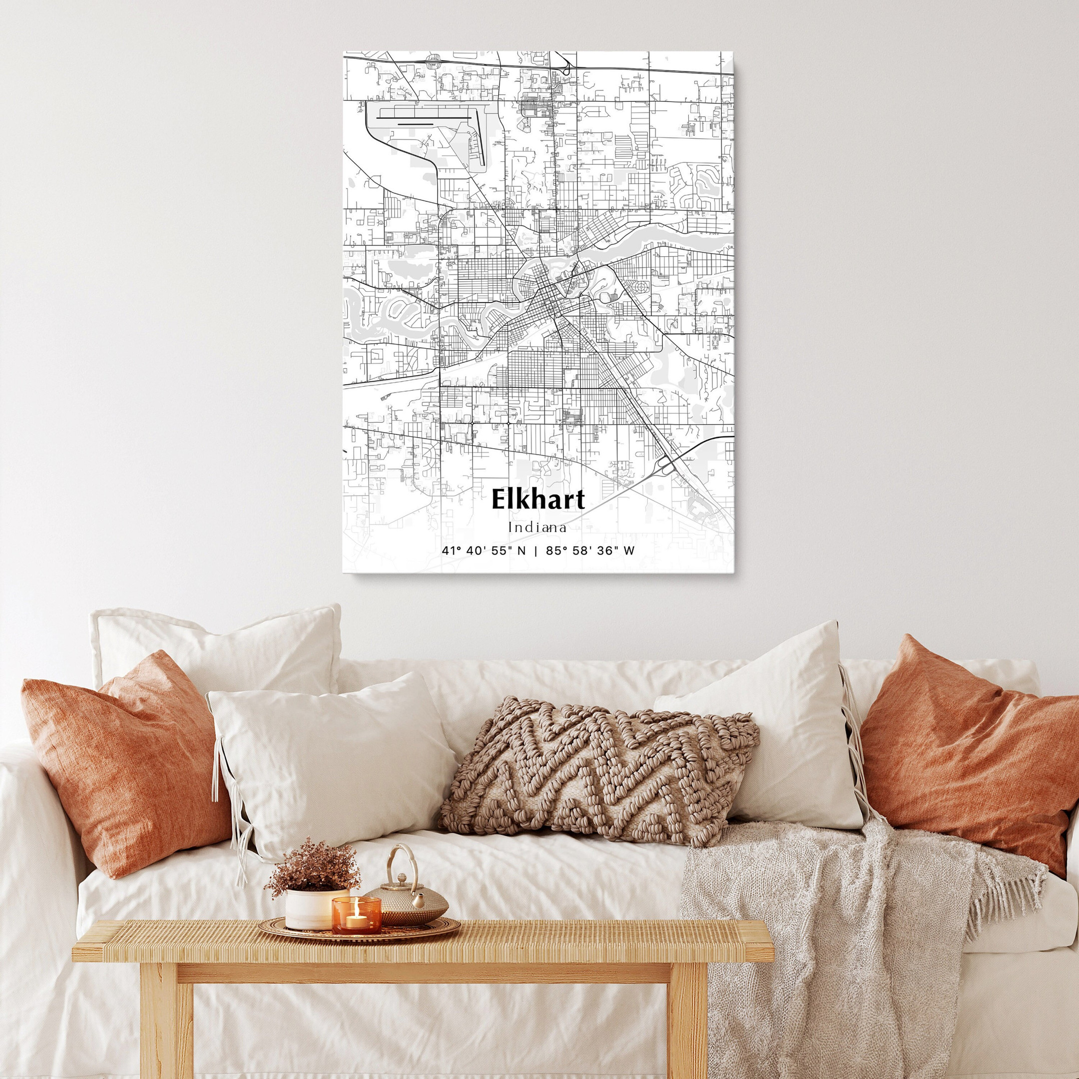 Elkhart City Map Print, Elkhart Indiana Map Poster, USA City Street Map ...