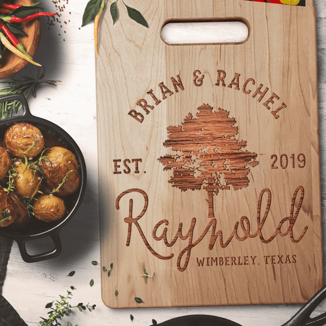 Personalized Cutting Board for Couples - Family Tree - Custom Couple Name - Housewarming Gift - Wedding Gifts