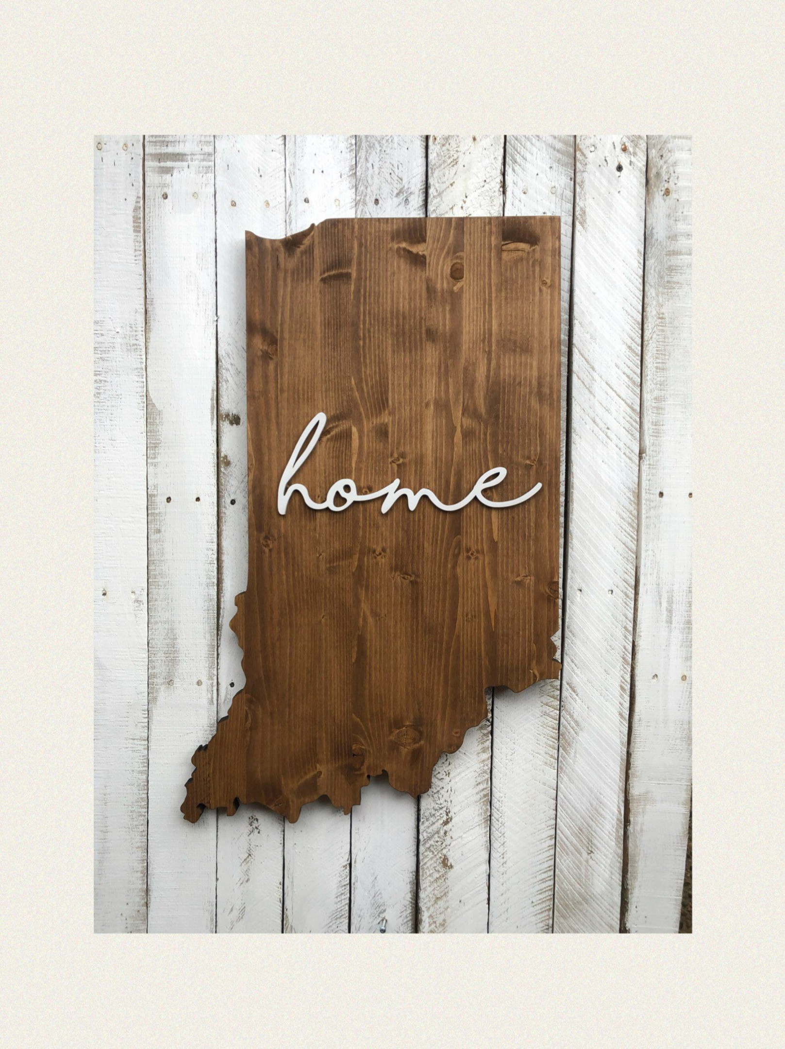 Wooden Indiana State Home Sign - Aeticon