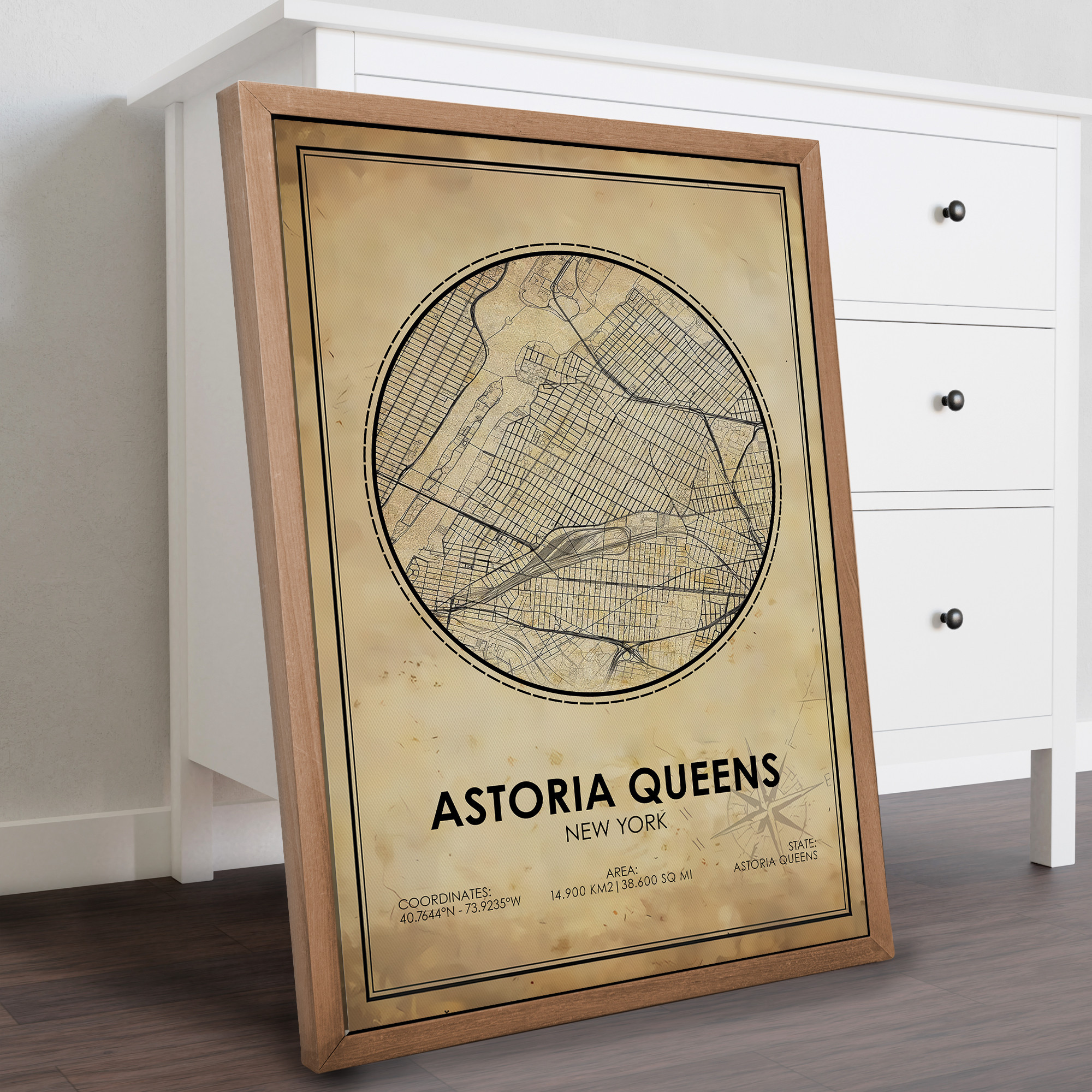 Astoria Queens, New Jersey Vintage Map Print Canvas, Astoria Map, New ...