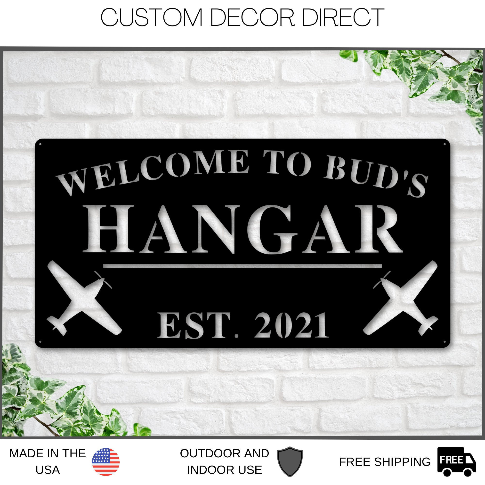 Sign Writing Plane Airplane Hangar Sign, Personalized Pilot Name Sign, Custom Aviation ...