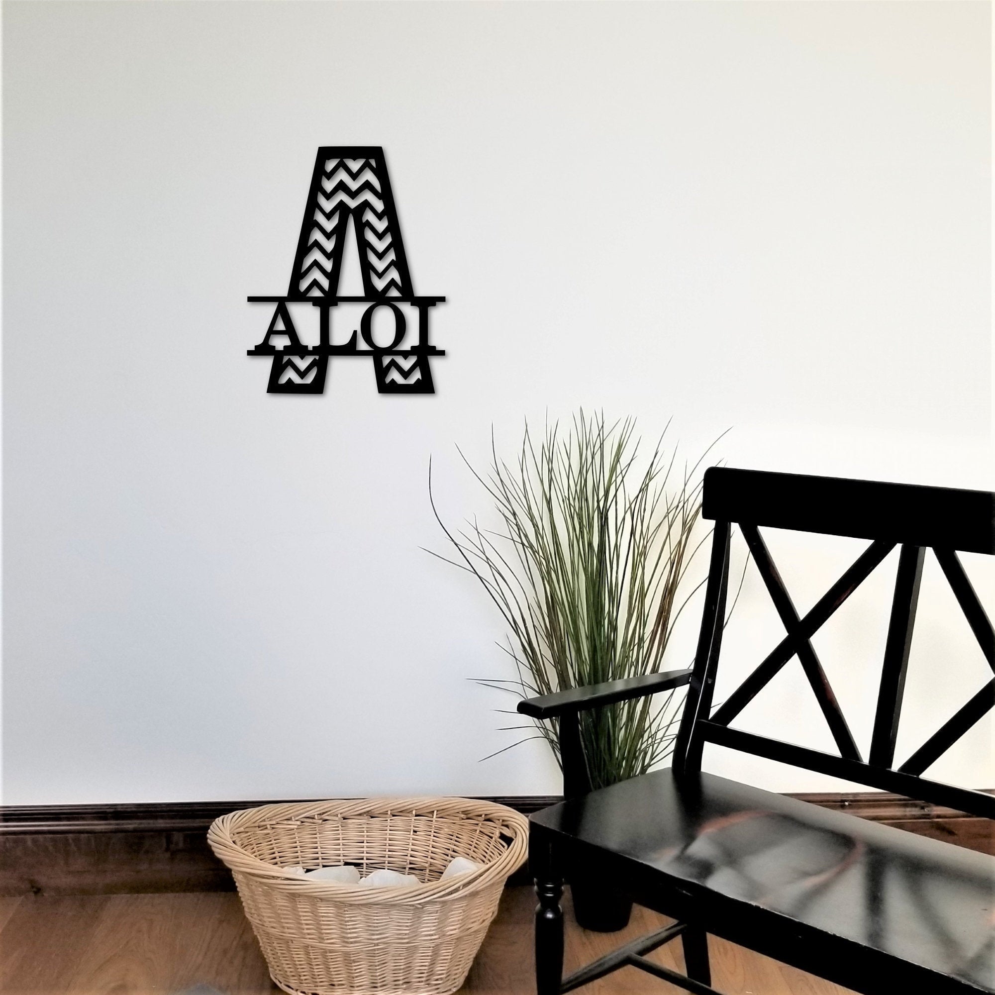 Chevron Monogram Sign, Split Letter Metal Last Name Sign,custom Metal ...