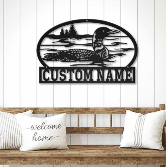 Custom Loon Metal Sign Lake House Decor, Lake House Sign, Family Name ...