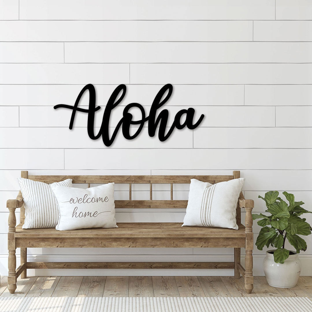Aloha Metal Sign, Outdoor Aloha Wall Art, Aloha Wall Decor, Hawaiian ...