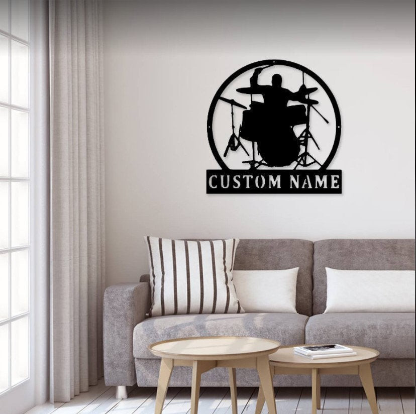 Drummer Sign Drummer Male Metal Sign, Drummer Male Sign, Music Room Sign, Gift For ...