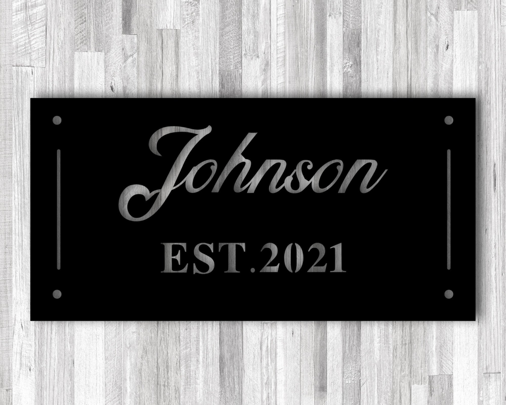 Association Est. Sign Last Name Metal Sign, Family Name Sign, Est. Date Sign, Housewarming ...