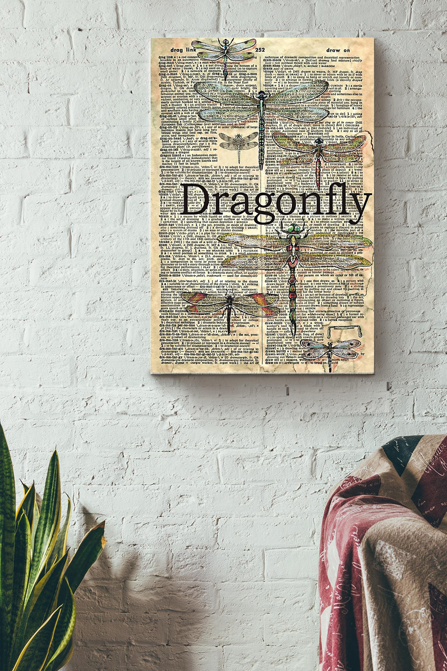 Dragonfly Dictionary Art Wrapped Canvas | Aeticon - Aeticon