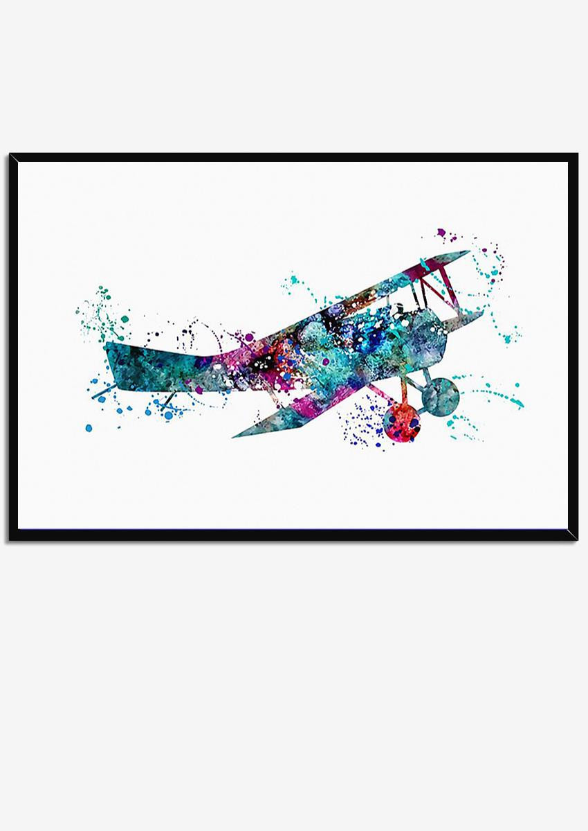 Colorful Pilot Aviation Watercolor For Housewarming Framed Prints ...