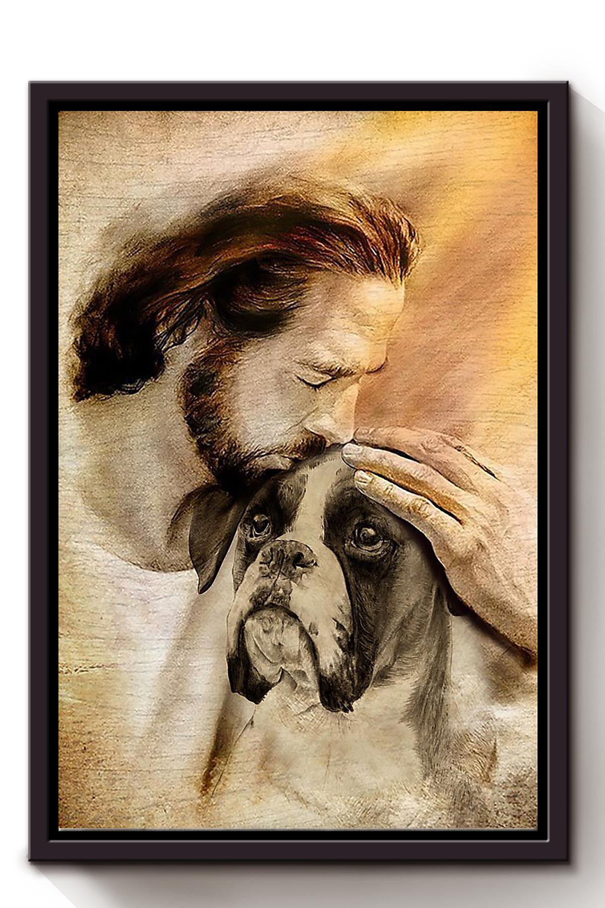 Jesus And Boxer Dog God Gift For Dog Lover Christian Framed Matte ...