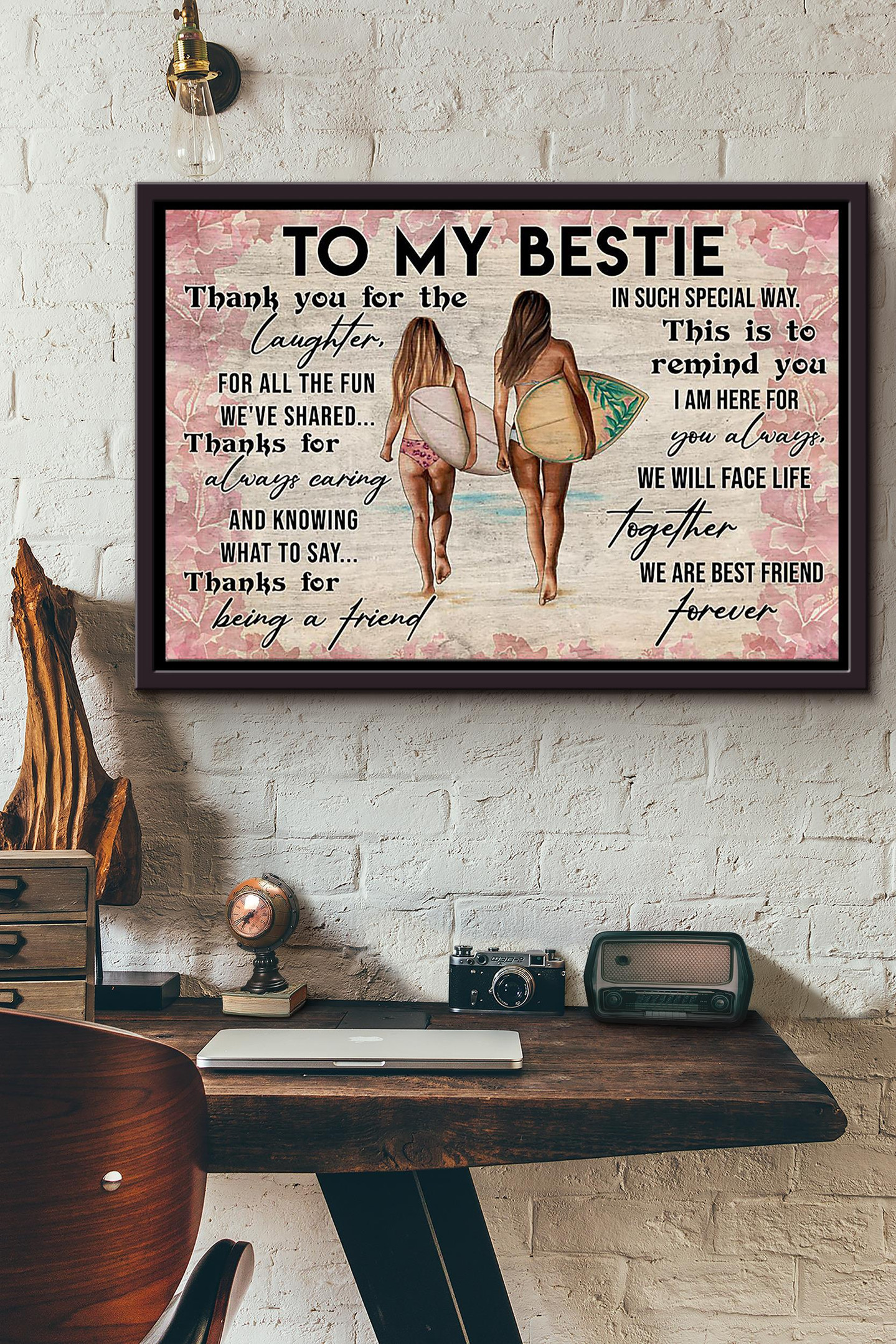 Surfing Girl To My Bestie We Are Best Friend Forever Canvas n Framed ...
