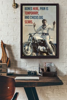 Bones Heal Pain Is Temporary And Chicks Dig Scars Evel Knievel Canvas Framed Matte Canvas Framed Matte Canvas 12x16