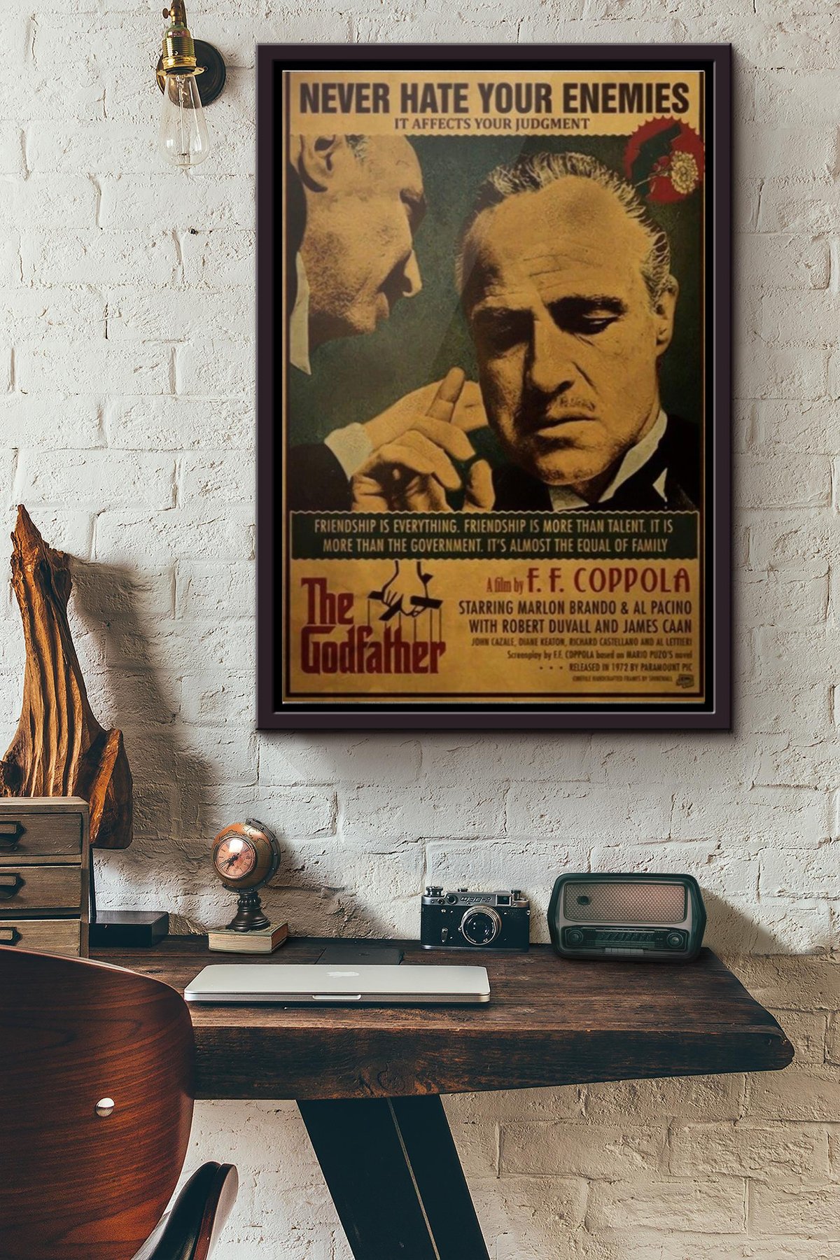 Never Hate Your Enemies It Affects Your Judgment The Godfather Canvas Framed Matte Canvas Framed Matte Canvas 8x10