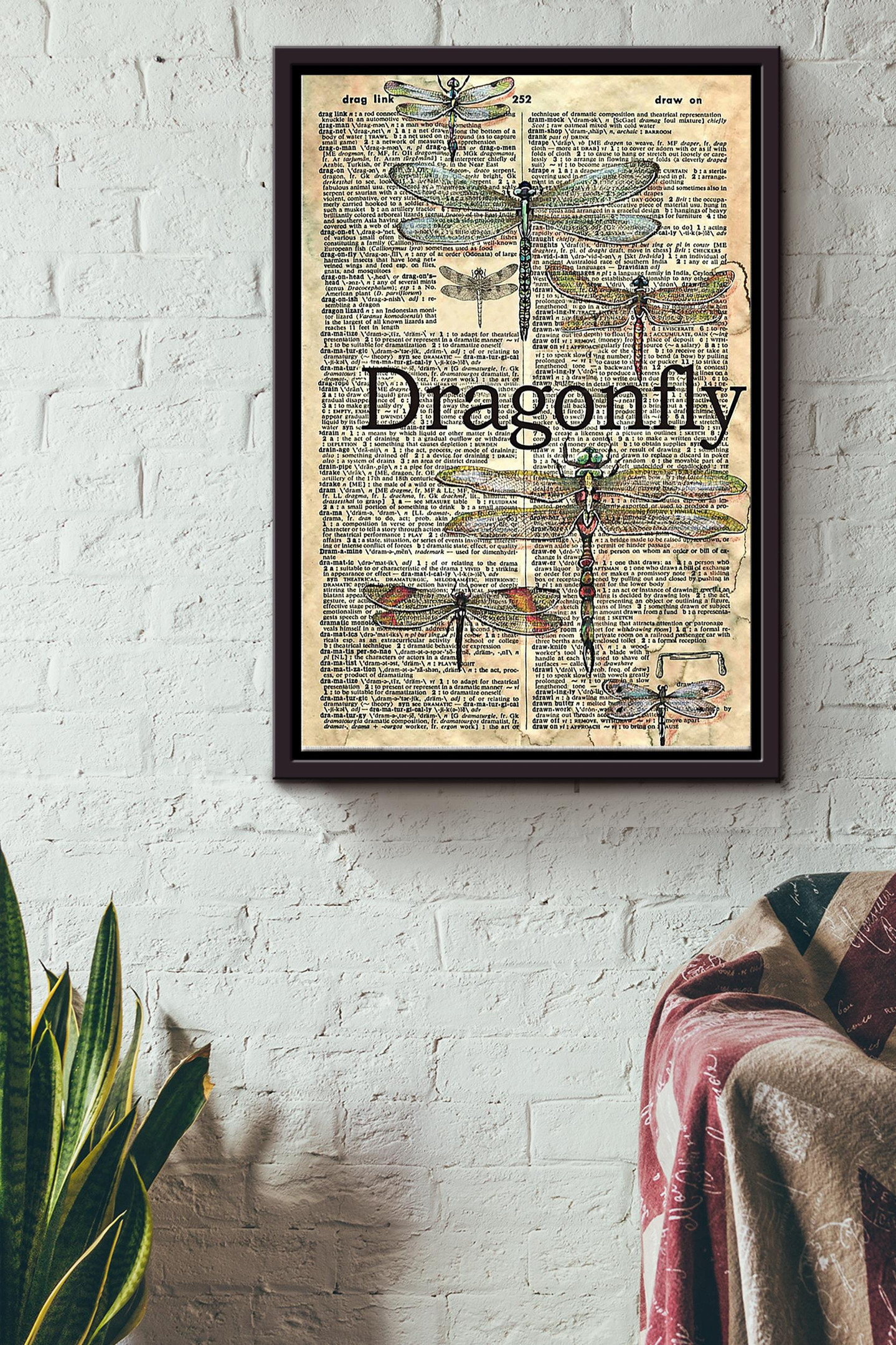 Dragonfly Dictionary Art Framed Matte Canvas | Aeticon - Aeticon