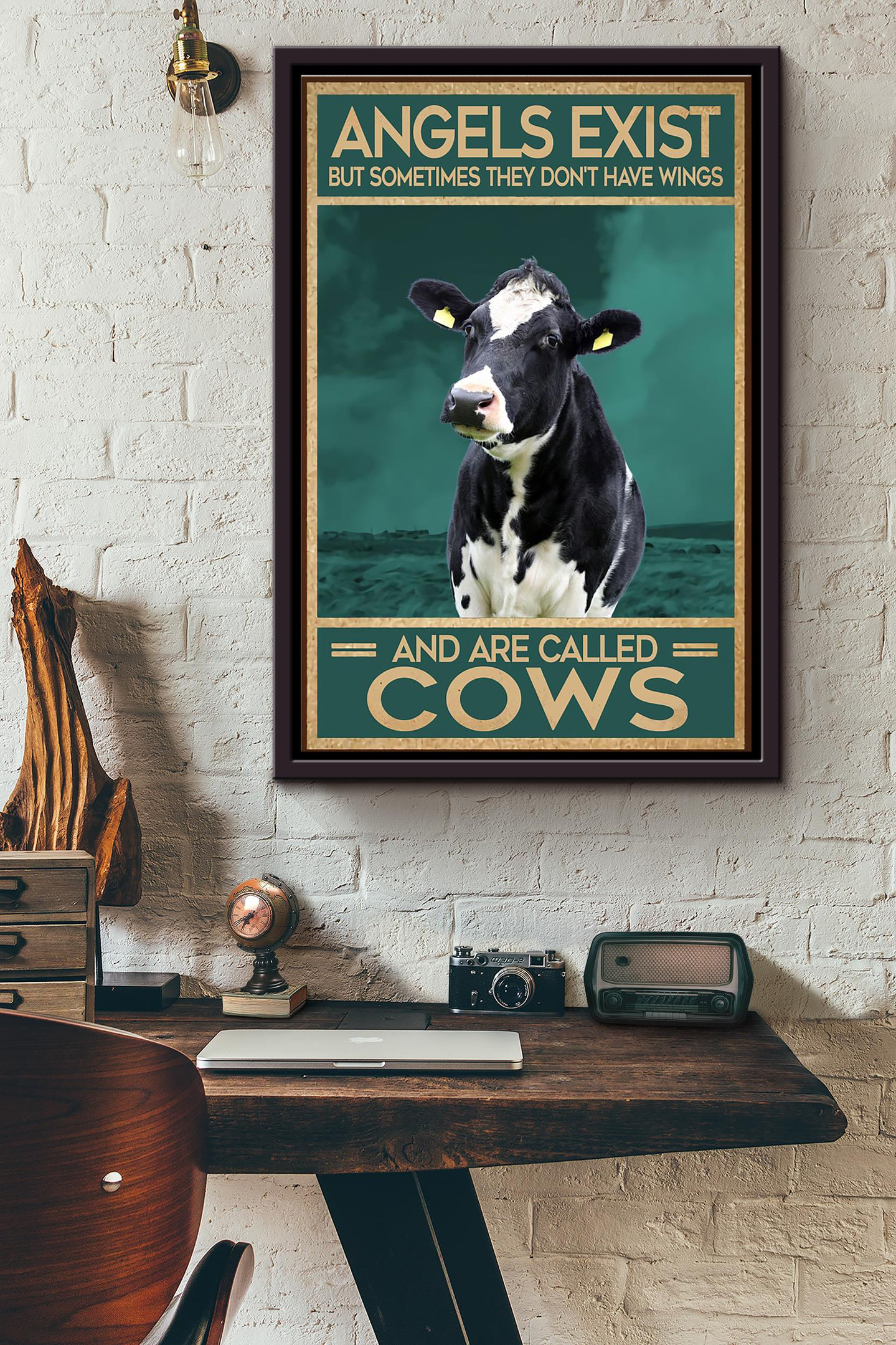 Cow Angels Exist Framed Matte Canvas | Aeticon - Aeticon