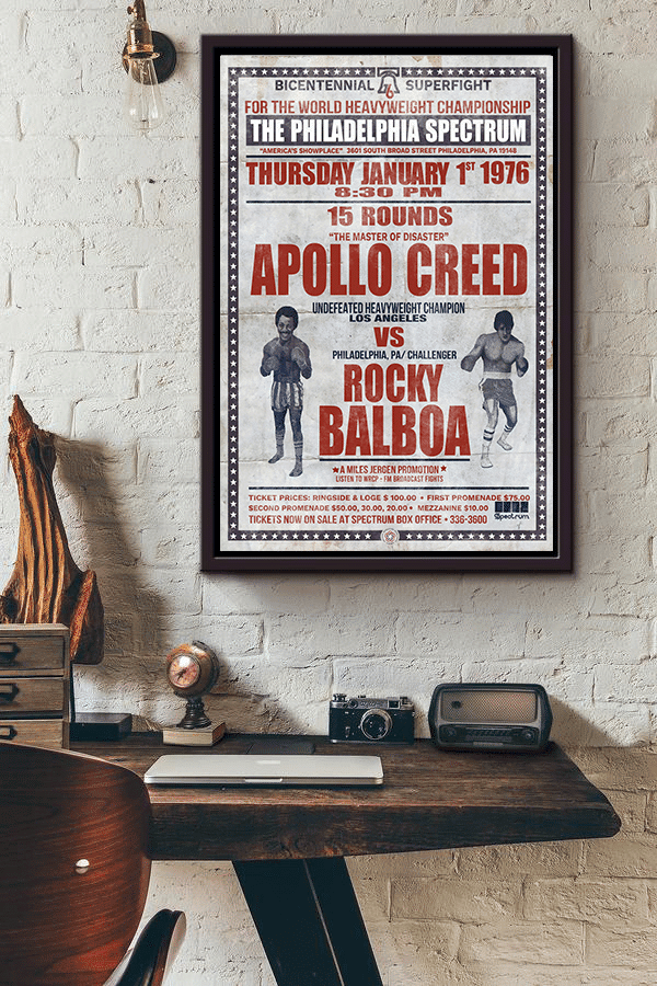 Bicentennial Superfight The Philadelphia Spectrum Rocky Balboa Vs Apollo Creed Canvas Framed Matte Canvas Framed Matte Canvas 8x10