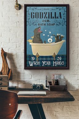 Godzilla Co Bath Soap Wash Your Hands Canvas Framed Matte Canvas Framed Matte Canvas 12x16