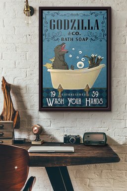 Godzilla Co Bath Soap Wash Your Hands Canvas Framed Matte Canvas Framed Matte Canvas 8x10