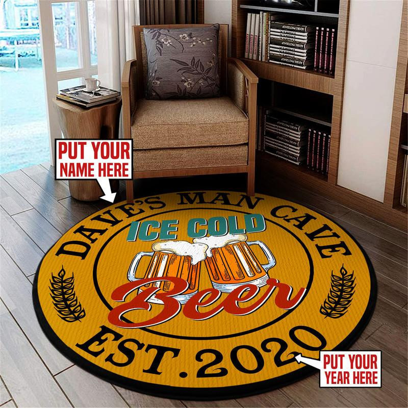 Personalized Beer Man Cave Living Room Round Mat Circle Rug| Aeticon ...