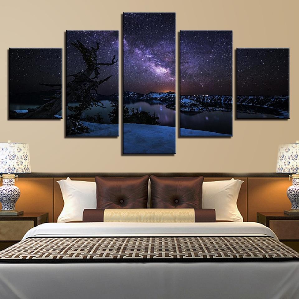 Starry Sky 3 Space 5 Panel Canvas Art Wall Decor Luxury Multi Canvas ...