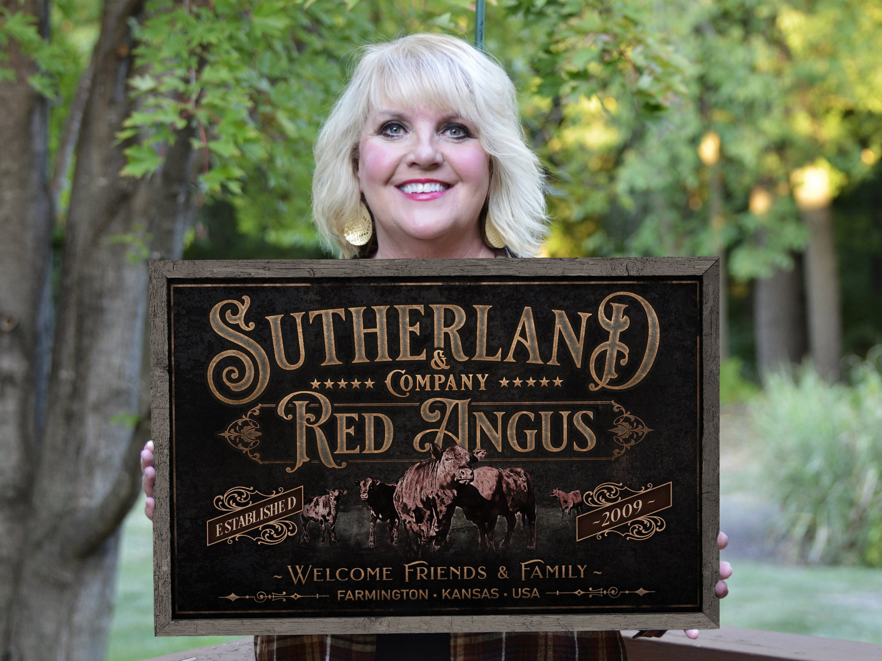 Aeticon Canvas Red Angus Cattle Sign | Red Angus Cattle Ranch Sign ...