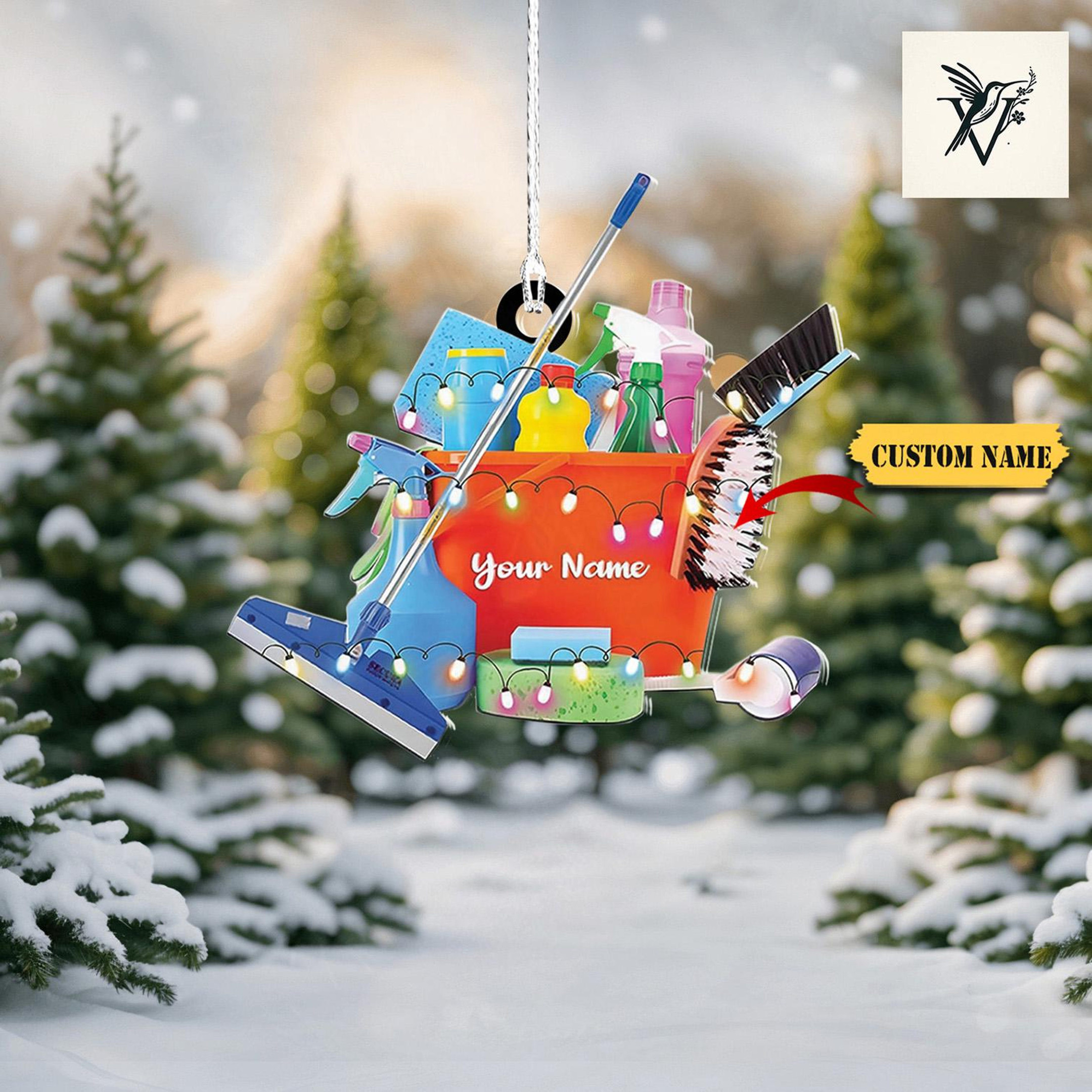 Personalized Cleaning Supplies Bucket Ornament2D With Custom Name ...
